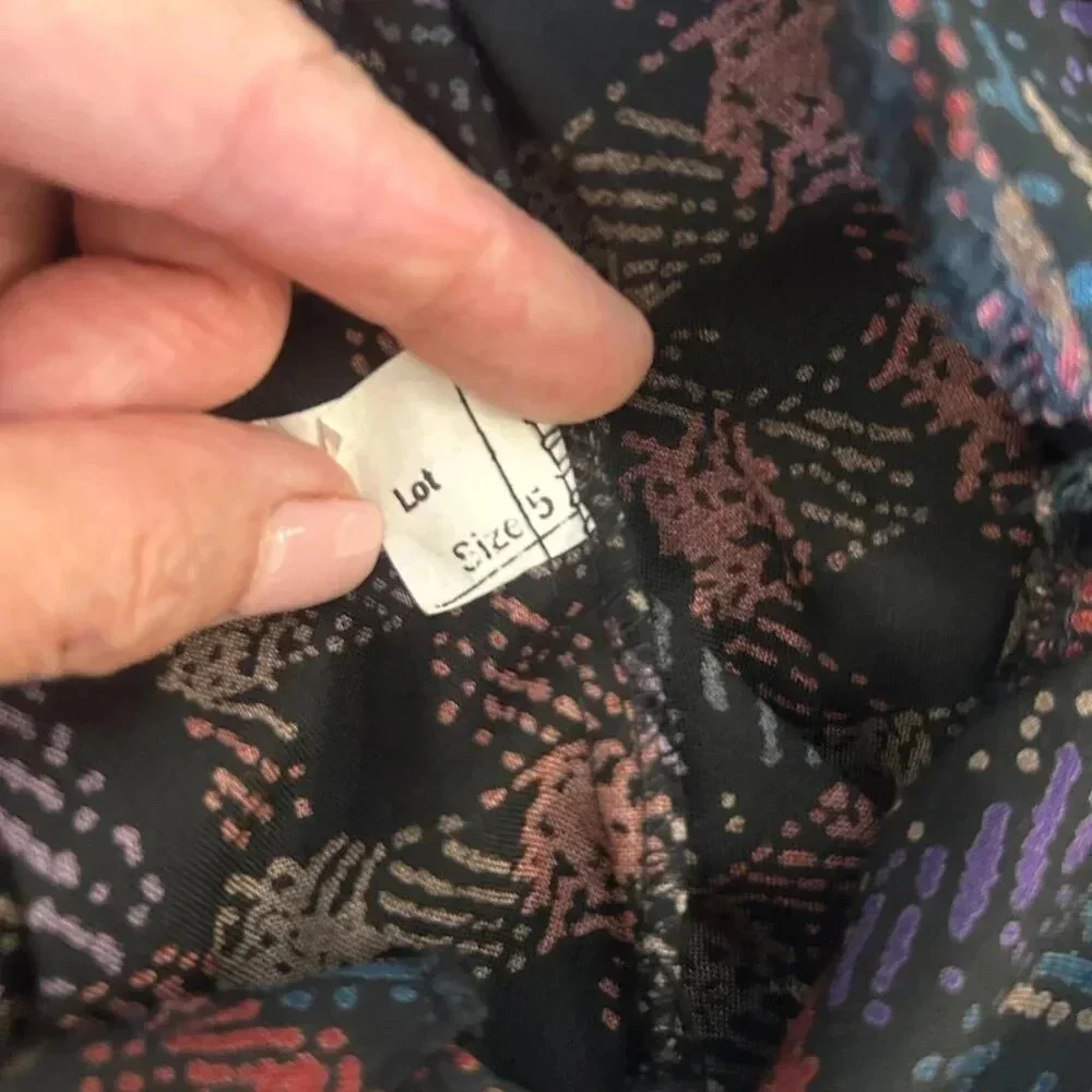 Vintage 70s 80s Geometric Gathered Pleated Fully Skirt Size 5 - Picture 2 of 6